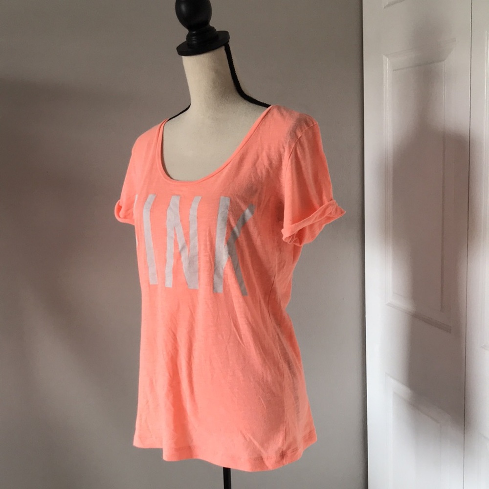 PINK VS Scoop Neck Logo Print Heather Tee | M